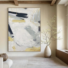 Load image into Gallery viewer, “White, Grey and Gold Abstract” - Luxe Minimalist Art on Canvas DKH1587
