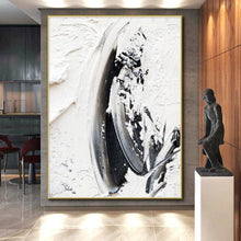 Load image into Gallery viewer, Oversized Hand - painted Monochrome Textured Strokes Acrylic Art for Industrial - Chic Hallways LargeART0242
