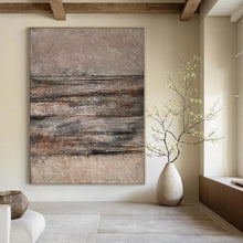 Load image into Gallery viewer, Hand - painted Extensive Brown - Gray Textured Stripes Acrylic Art for Industrial - Style Lounges LargeART0118
