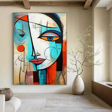 Load image into Gallery viewer, Cubist Abstract Face Painting, Color - Blocked Modern Art for Art Gallery &amp; Creative Studio LargeART2213
