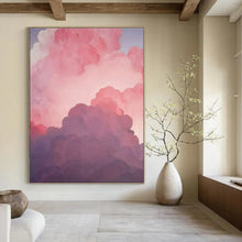 Load image into Gallery viewer, Pink &amp; Purple Cloud Abstract Painting, Perfect for Dreamy Nursery &amp; Relaxing Reading Nook LargeART1438
