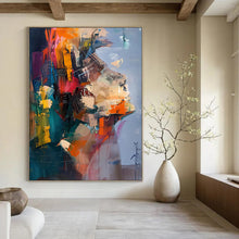 Load image into Gallery viewer, “Fragmented Portrait” – Abstract Figure Oil Painting with Color Blocks DTP285
