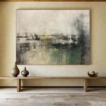 Load image into Gallery viewer, Hand - painted Gray and Green Abstract Landscape Acrylic Art for Calming Library Reading Nooks LargeART1722
