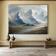 Load image into Gallery viewer, Majestic Mountain Abstract Painting on Canvas - “Snowy Peaks” DKH728
