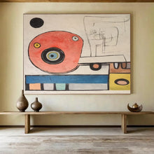 Load image into Gallery viewer, Whimsical Circular Creature Red, Blue &amp; Playful Patterns on Canvas DLZ004
