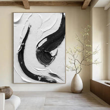 Load image into Gallery viewer, “Dynamic Black Strokes” – Jagged black impasto on white, varied textures DTP377
