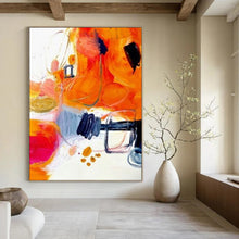 Load image into Gallery viewer, “Vibrant Abstract Chaos” – Colorful Mixed - Media Painting with Orange Dominance DTP272
