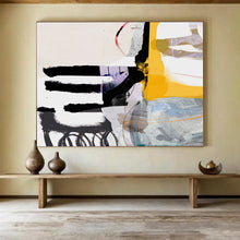 Load image into Gallery viewer, Bold Black, White, and Colorful Abstract Collage Abstract acrylic painting DLZ112
