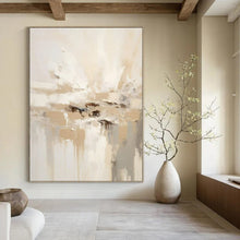 Load image into Gallery viewer, Beige &amp; White Textured Abstract Painting, Ideal for Minimalist Living Room &amp; Serene Bedroom LargeART1344
