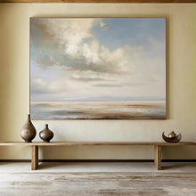 Load image into Gallery viewer, Soft Sky and Sea Abstract Painting On Canvas for Coastal Bedroom &amp; Yoga Studio DKH334
