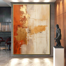 Load image into Gallery viewer, Orange - Gold Abstract Acrylic for Hotel Lobby &amp; Luxury Home LargeART0818
