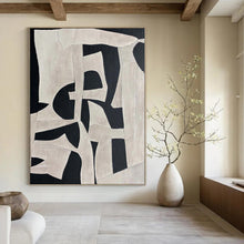Load image into Gallery viewer, Hand - painted Extensive Black - White Geometric Abstract Acrylic Art for Minimalist Galleries LargeART0132
