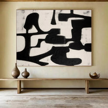 Load image into Gallery viewer, Bold Black and White Abstract Forms Abstract acrylic painting DLZ063
