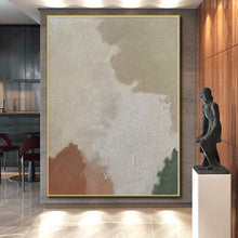 Load image into Gallery viewer, Large Soft Beige, Brown &amp; Green Color Block Abstract Acrylic for Yoga Studio &amp; Bedroom Nook LargeART0391

