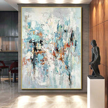 Load image into Gallery viewer, Blue - Gray Abstract Mix Art for Minimalist Bedroom &amp; Calming Study LargeART0890
