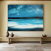 Load image into Gallery viewer, Deep Blue Starry Sea Abstract Art for Beach House &amp; Meditation Space DKH104
