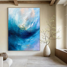 Load image into Gallery viewer, Impressionist Abstract Art, Color - Blended Fluid Painting for Coastal Bedroom &amp; Relaxation Nook LargeART2250
