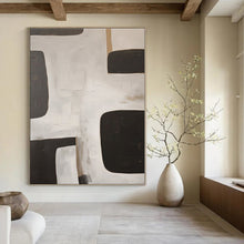 Load image into Gallery viewer, Black &amp; White Geometric Block Abstract Painting, Ideal for Modern Minimalist Office &amp; Monochrome Living Room LargeART1374
