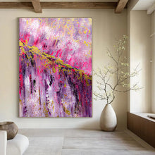 Load image into Gallery viewer, Pink and Purple Abstract Cascade Canvas Painting, Great for Romantic Bedroom &amp; Whimsical Boutique LargeART1237
