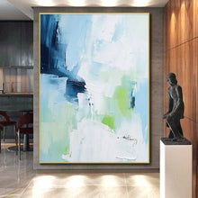 Load image into Gallery viewer, Custom Large Blue and Green Abstract Art - Great for Modern Office Break Room &amp; Nature - Loving Home LargeART0769
