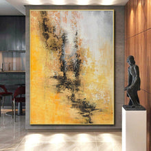 Load image into Gallery viewer, Hand - painted Large - scale Warm Yellow Abstract Texture Acrylic Art for Cheerful Kitchens LargeART0041
