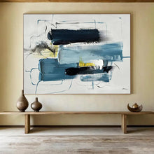Load image into Gallery viewer, Blue, Black, Yellow, and White Abstract Painting for Creative Studio &amp; Contemporary Office DKH318
