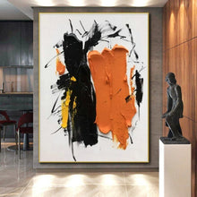 Load image into Gallery viewer, Black, Yellow, and Orange Abstract Forms Acrylic Art - Perfect for Contemporary Gallery &amp; Vibrant Studio Space LargeART0607

