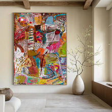 Load image into Gallery viewer, Colorful Abstract Collage Acrylic Art, Ideal for Eclectic Living Room &amp; Creative Art Studio LargeART1083
