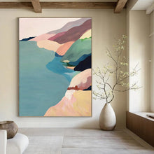 Load image into Gallery viewer, “Pastel Coastal Cliffs” - Soft - Colored Seaside Landscape on Canvas DKH1456
