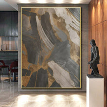 Load image into Gallery viewer, Gray - Gold Abstract Texture Art for Industrial - Chic Loft &amp; Art Gallery LargeART0849
