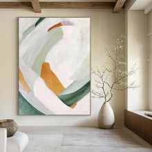 Load image into Gallery viewer, Soft Shapes in Green and White – Minimalist Abstract with Delicate Colors DTP257
