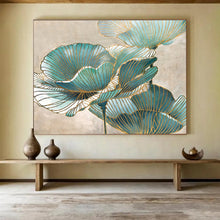 Load image into Gallery viewer, Blue And Gold Floral Abstract Painting On Canvas DKH428
