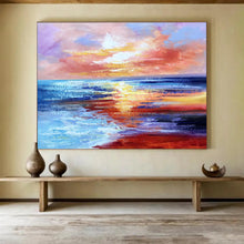 Load image into Gallery viewer, Colorful Sunset Seaside Abstract Painting for Coastal Home &amp; Beachfront Restaurant DKH294
