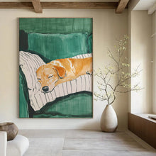 Load image into Gallery viewer, Sleeping Dog on Sofa Abstract Painting, Ideal for Family Room &amp; Pet - Lovers’ Bedroom LargeART2032
