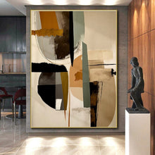 Load image into Gallery viewer, Custom Large Geometric Neutral Abstract - Ideal for Minimalist Office &amp; Contemporary Art Library LargeART0753
