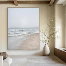Load image into Gallery viewer, “Serene Shore” ，Soft gray - blue sky, gentle blue and white waves, beige sand, creating a calm beach scene. DTP310
