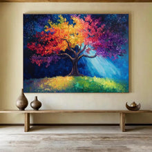 Load image into Gallery viewer, Colorful Tree “Starry Night Canopy” Painting on Canvas, Whimsical Landscape Art DKH813
