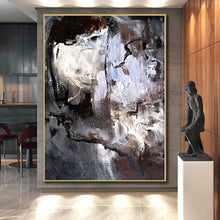 Load image into Gallery viewer, Hand - painted Extensive Monochrome Abstract Contours Acrylic Art for Modern Studies LargeART0048
