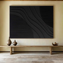 Load image into Gallery viewer, Wavy Black Textured Abstract Art for Modern Entryway &amp; Sophisticated Bar DKH098
