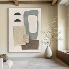 Load image into Gallery viewer, “Neutral Textured Collage” - Beige, Grey, Brown Abstract Art on Canvas DKH1135
