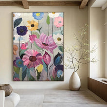 Load image into Gallery viewer, Colorful Floral Abstract Painting, Ideal for Cheerful Dining Room &amp; Feminine Bedroom LargeART2099
