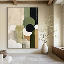 Load image into Gallery viewer, Geometric Green &amp; Black Abstract Canvas Painting 2, Great for Contemporary Bedroom &amp; Art - Filled Office LargeART1277
