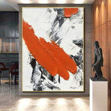 Load image into Gallery viewer, Orange, Gray, and White Impasto Acrylic Art - Perfect for Contemporary Gallery &amp; Vibrant Dining Room LargeART0617
