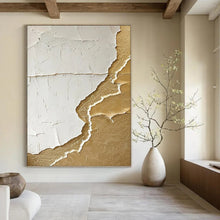 Load image into Gallery viewer, “White - Gold Textured Abstraction” Abstract Painting on Canvas, Luxe Wall Decor DKH986
