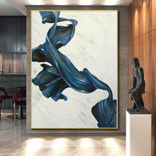 Load image into Gallery viewer, Oversized Blue Ribbon - Like Abstract Acrylic for Modern Dance Studio &amp; Elegant Home Office LargeART0349
