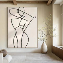 Load image into Gallery viewer, Continuous Line Figure Abstract Canvas Painting, Ideal for Modern Studio &amp; Art - Themed Bedroom LargeART1148
