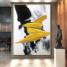 Load image into Gallery viewer, Oversized Black - Yellow Abstract Bold Acrylic for Dynamic Game Room LargeART0303
