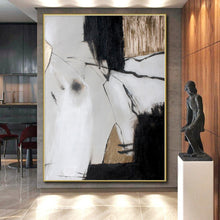 Load image into Gallery viewer, Oversized Black - White Minimalist Abstract Acrylic Art for Office Wall Display LargeART0255
