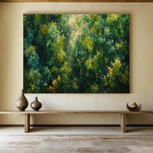 Load image into Gallery viewer, Green Forest “Sunlit Glade” Painting on Canvas, Nature - Inspired Wall Art DKH811
