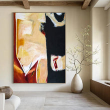 Load image into Gallery viewer, “Warm - Cool Contrast” - Earthy Yellow and Deep Black Abstract Art, Abstract Painting on Canvas DKH1090
